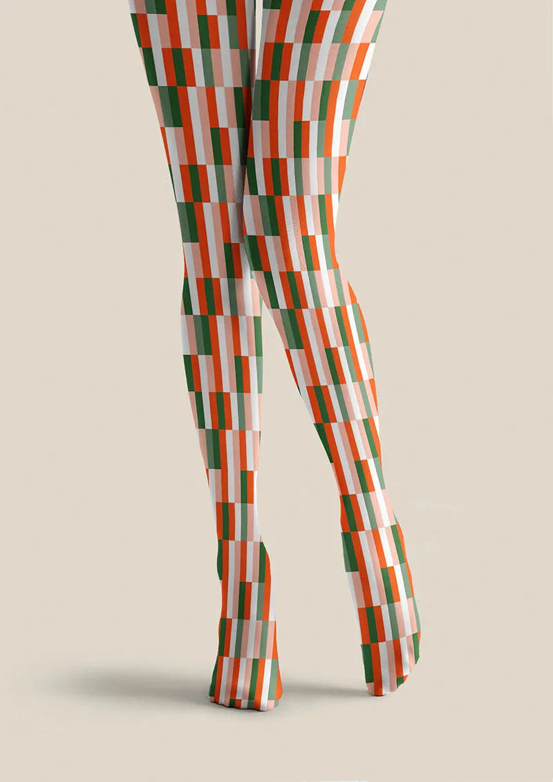 Viken Plan Christmas Fun Art Neon Stripes Tights Hosiery Pantyhose