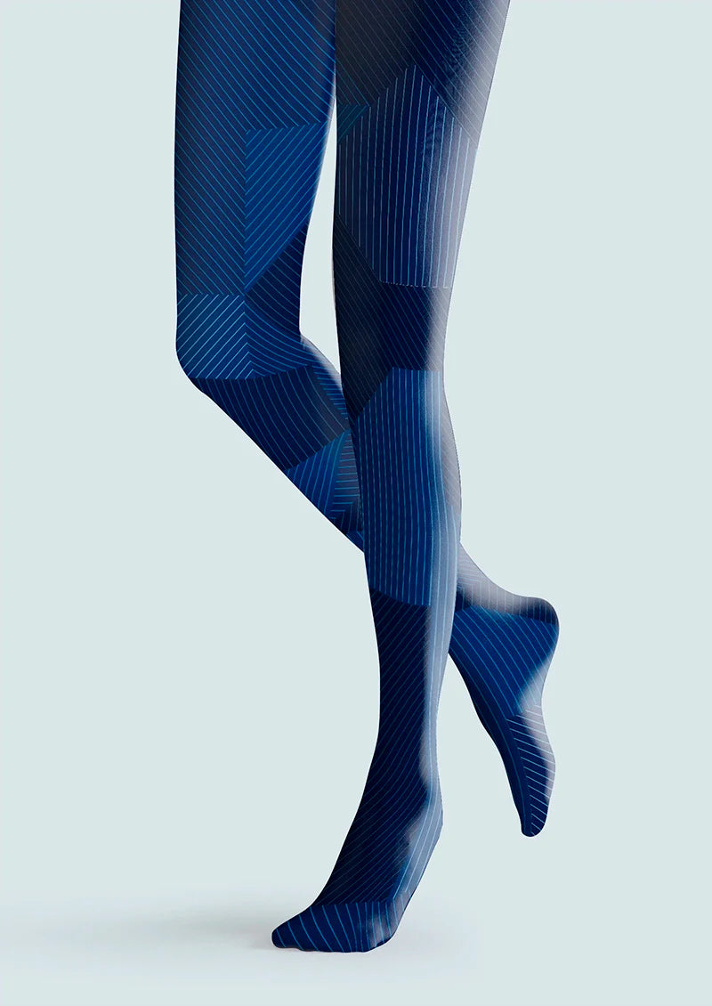 Viken Plan Blue Striped Rectangle Tights Hosiery Pantyhose