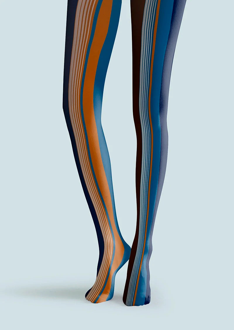 Viken Plan Blue-orange stripes Tights Hosiery Pantyhose