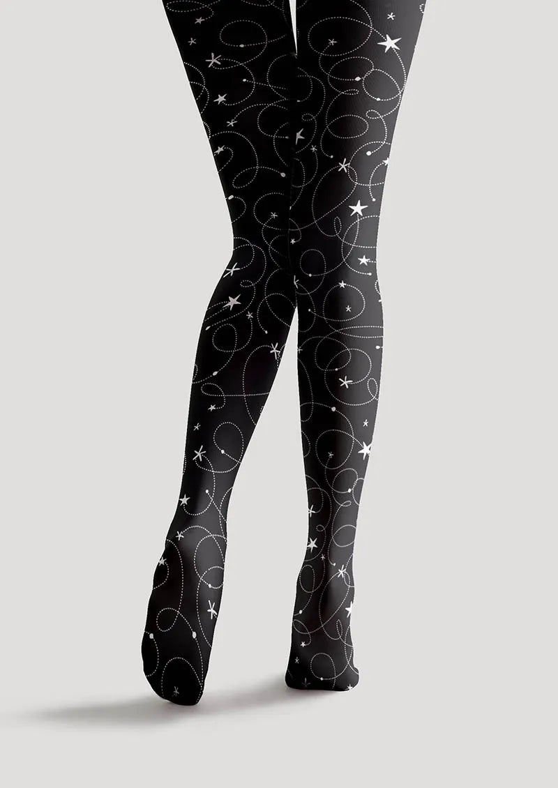 Viken Plan Geometric Art Star Chain Tights Hosiery Pantyhose