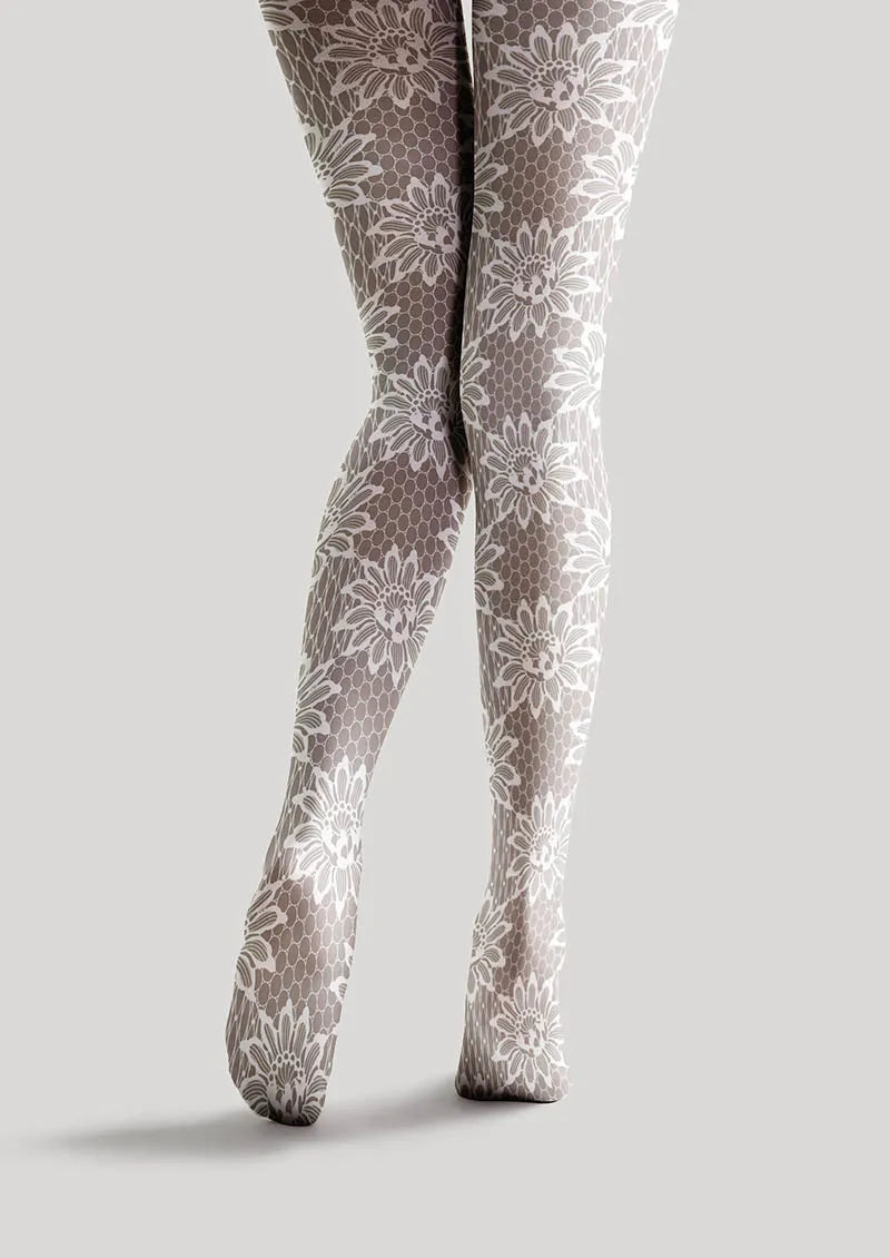 Viken Plan Lace Print Snowflake Lace Tights Hosiery Pantyhose