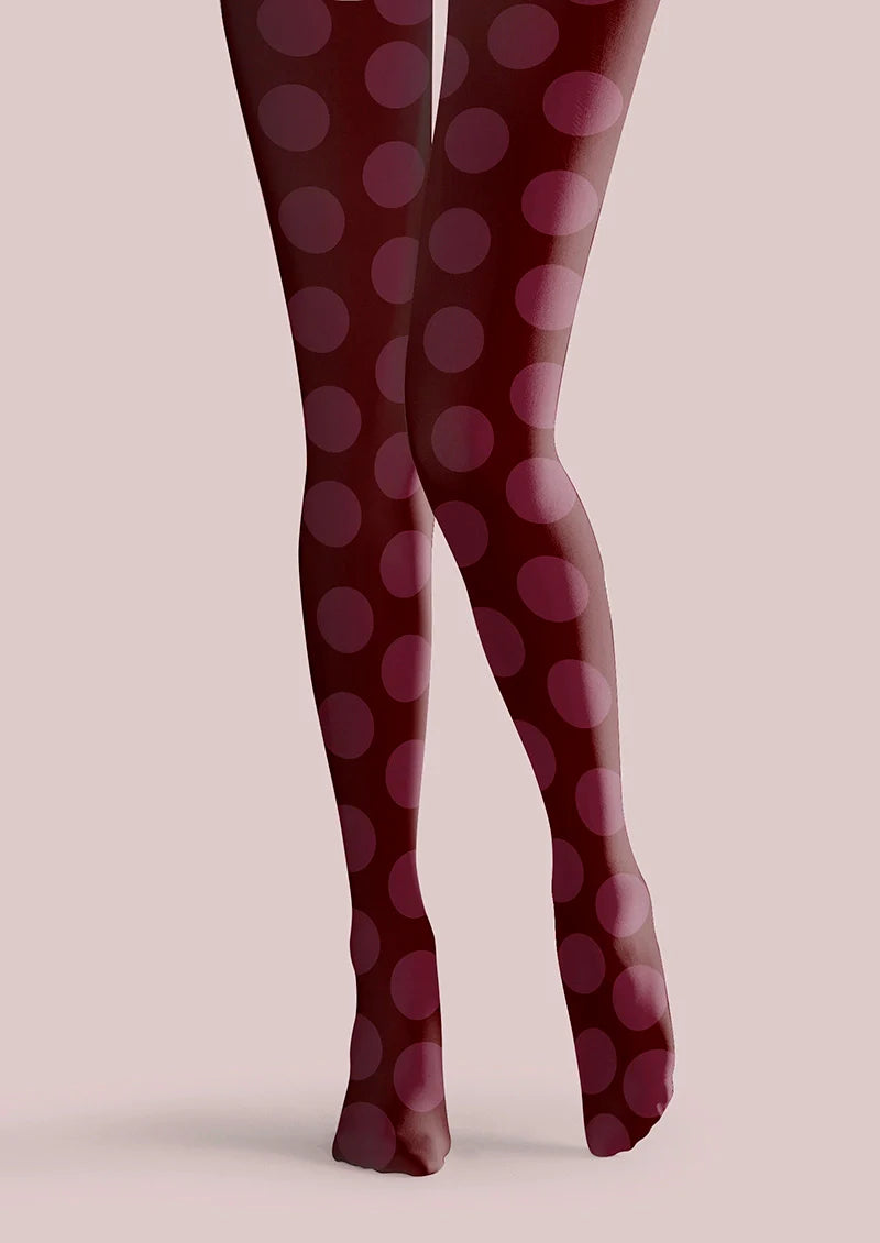Viken Plan deep red Morandi polka dots Tights Hosiery Pantyhose