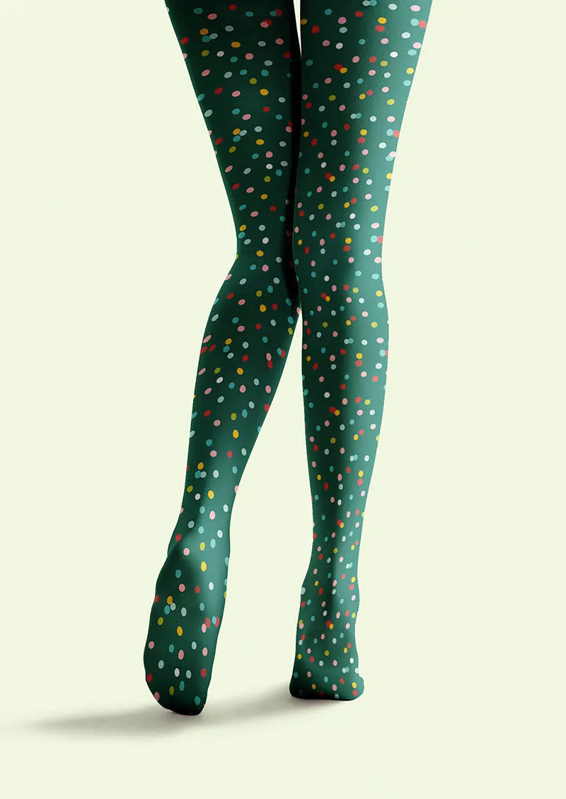 Viken Plan Green Confetti Tights Hosiery Pantyhose