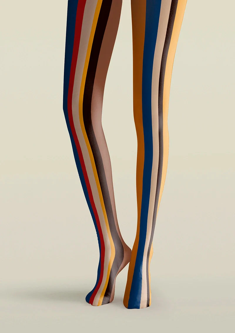 Viken Plan Retro Color Stripes Tights Hosiery Pantyhose