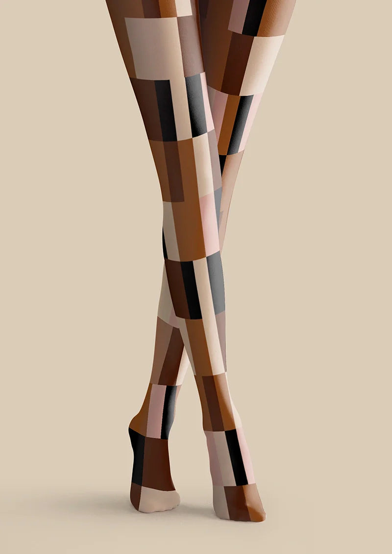 Viken Plan Brown Geometry Set Tights Hosiery Pantyhose