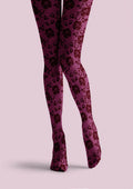 Viken Plan Lace Print Rose Bloom Tights Hosiery Pantyhose