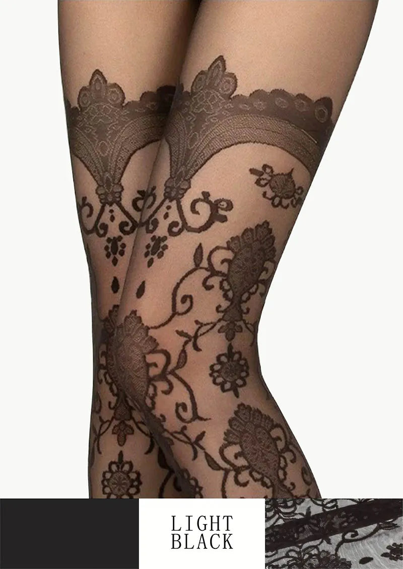 Viken Plan Baroque Jacquard Lace Tights Hosiery Pantyhose