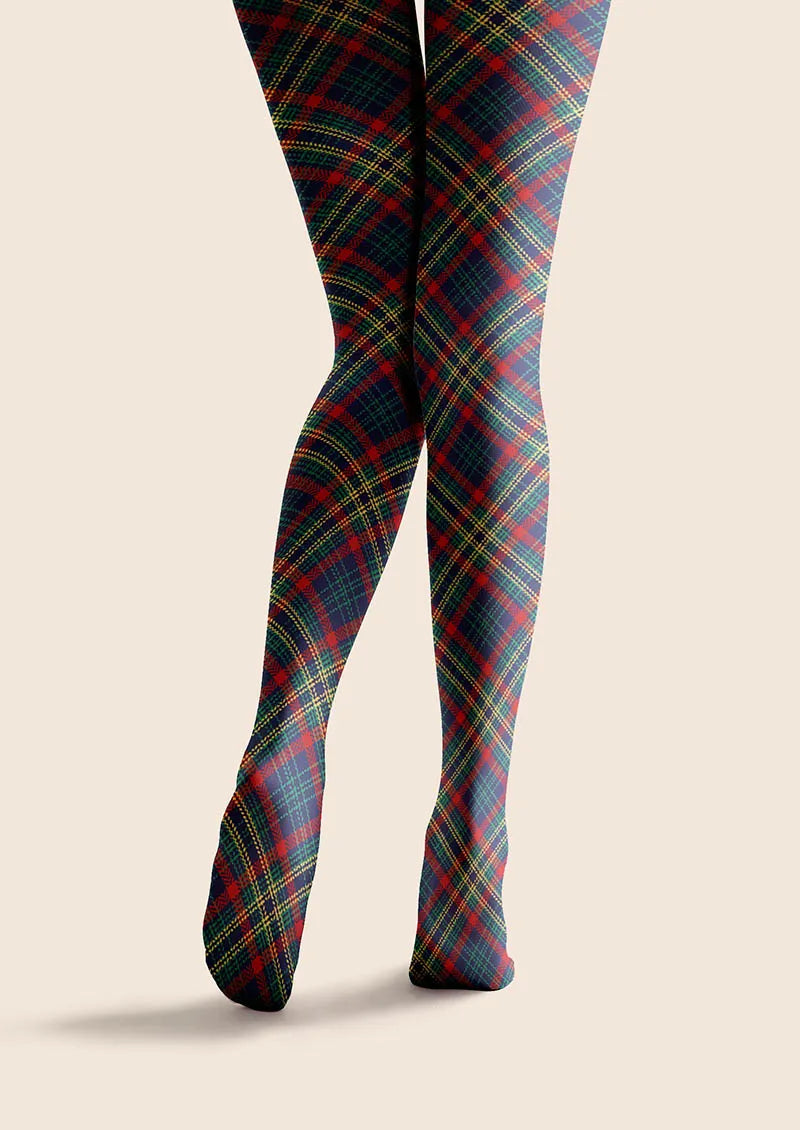 Viken Plan Christmas Emerald Tartan Chic Tights Hosiery Pantyhose