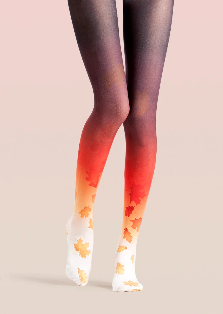 Viken Plan Forest art Print Aestheticism Pantyhose/Tights [Autumn leaves]