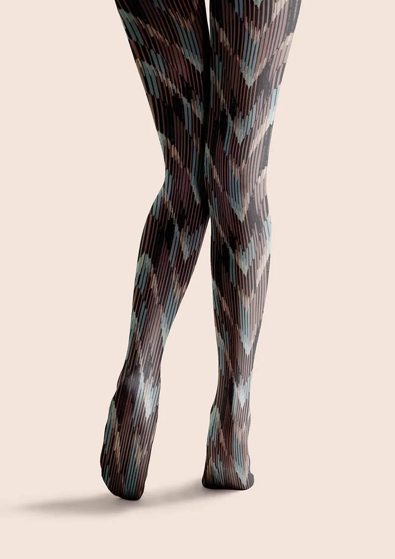 Viken Plan Black Smoke Stripes Tights Hosiery Pantyhose