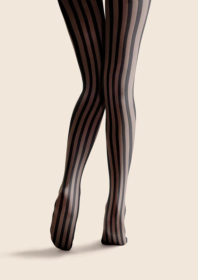 Viken Plan Mocha Vertical Stripes Tights Hosiery Pantyhose