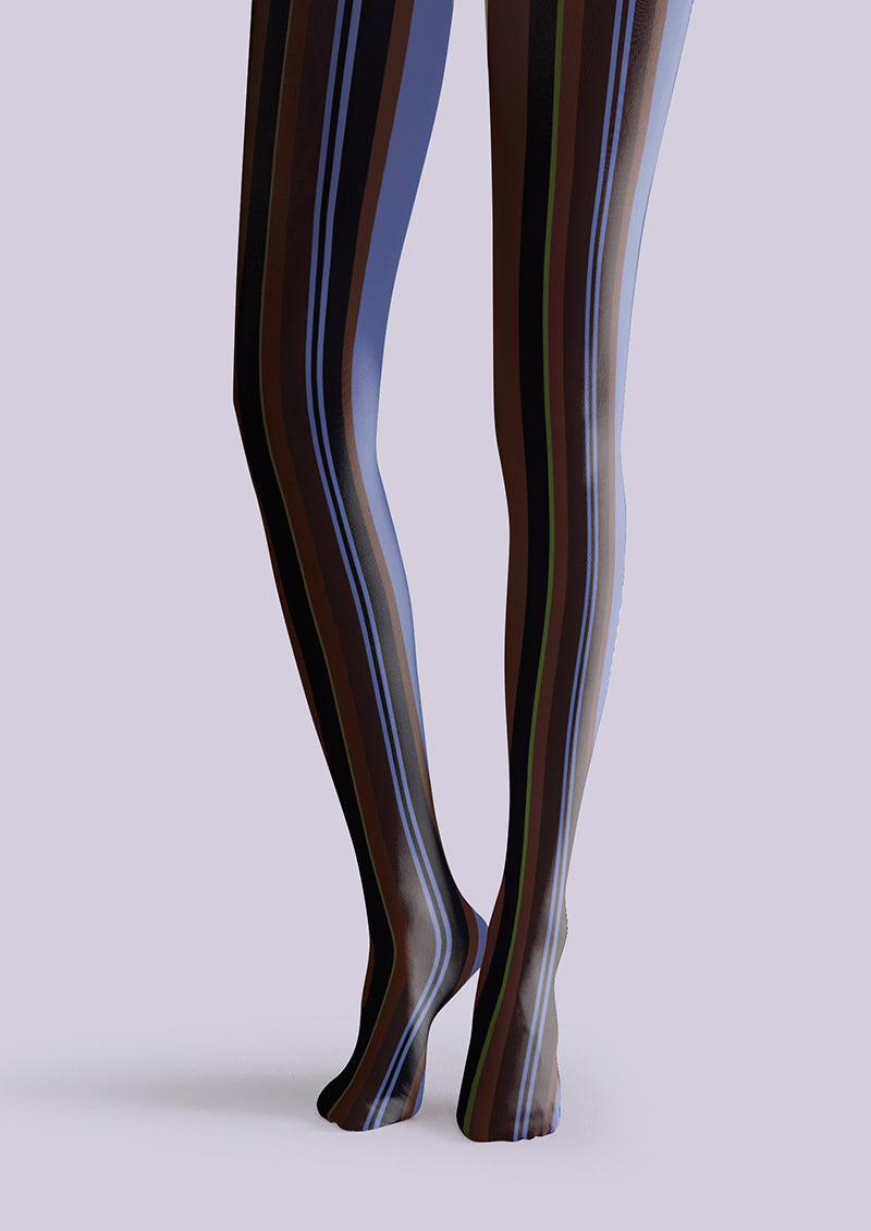 Viken Plan Dark Purple Vintage Stripes Tights Hosiery Pantyhose