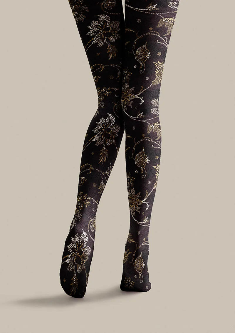 Viken Plan Floral pattern Dark Floral Tights Hosiery Pantyhose