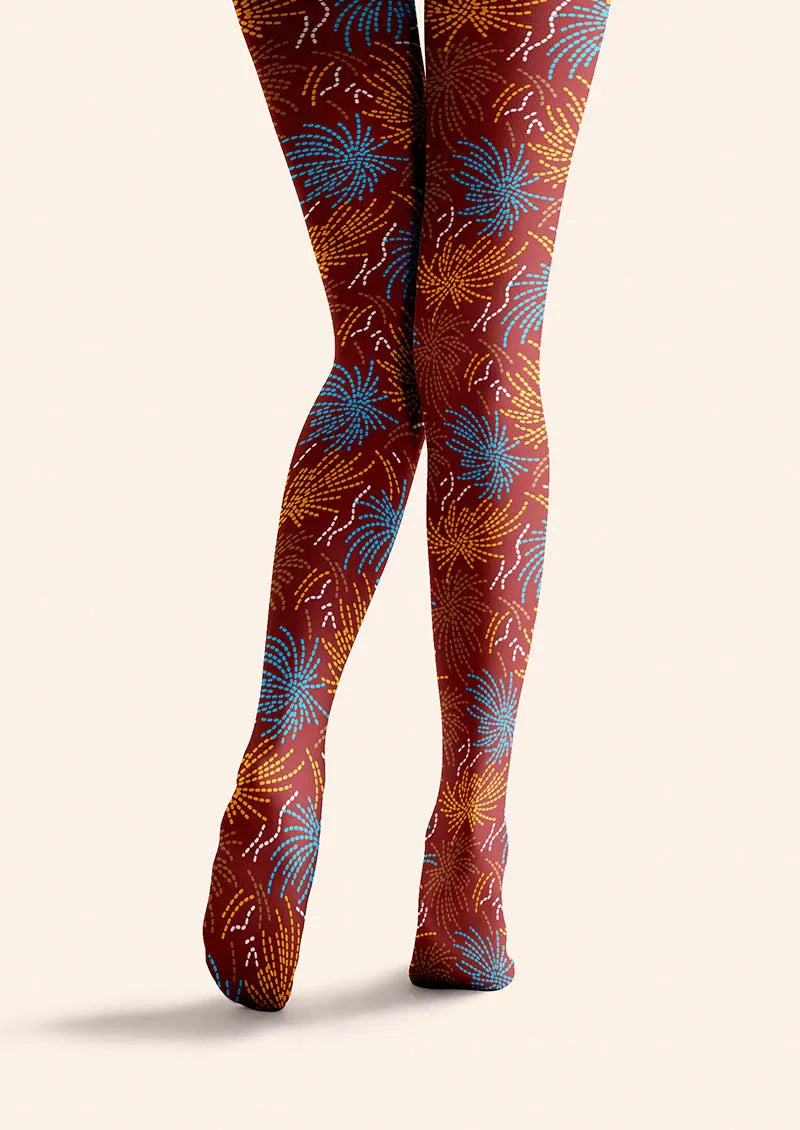Viken Plan Geometric Art Neon Fireworks Tights Hosiery Pantyhose