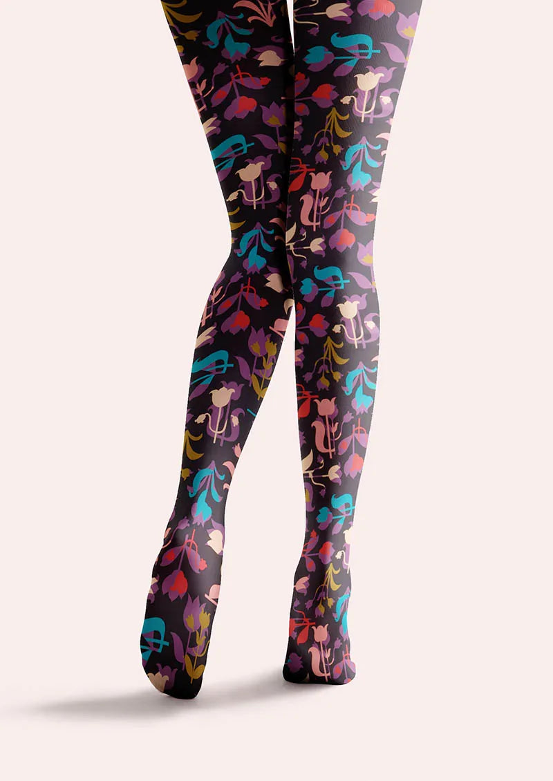 Viken Plan Floral pattern Vintage Garden Tights Hosiery Pantyhose