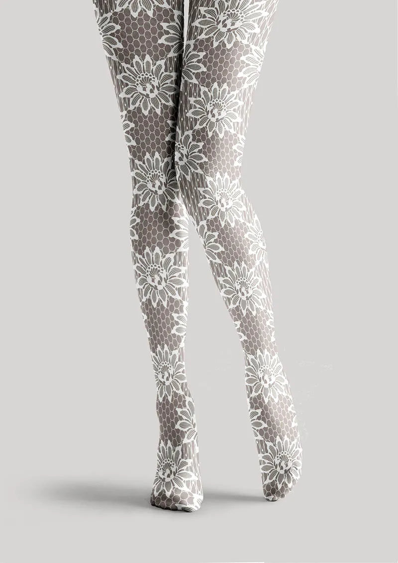 Viken Plan Lace Print Snowflake Lace Tights Hosiery Pantyhose