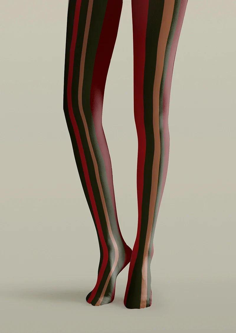 Viken Plan Christmas deep color stripes Tights Hosiery Pantyhose
