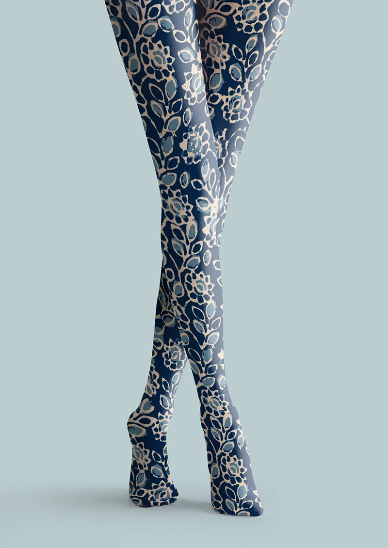 Viken Plan Porcelain Florals Tights Hosiery Pantyhose