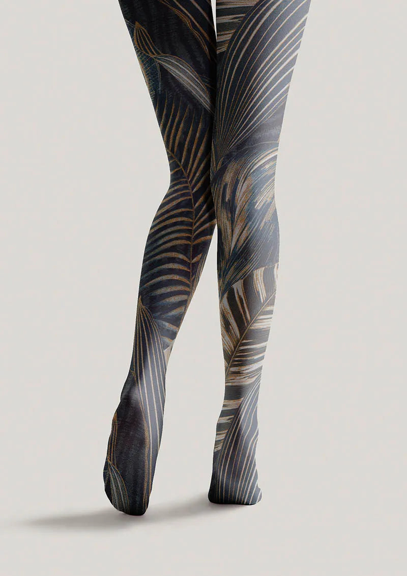 Viken Plan Floral pattern Palm Shadow Tights Hosiery Pantyhose