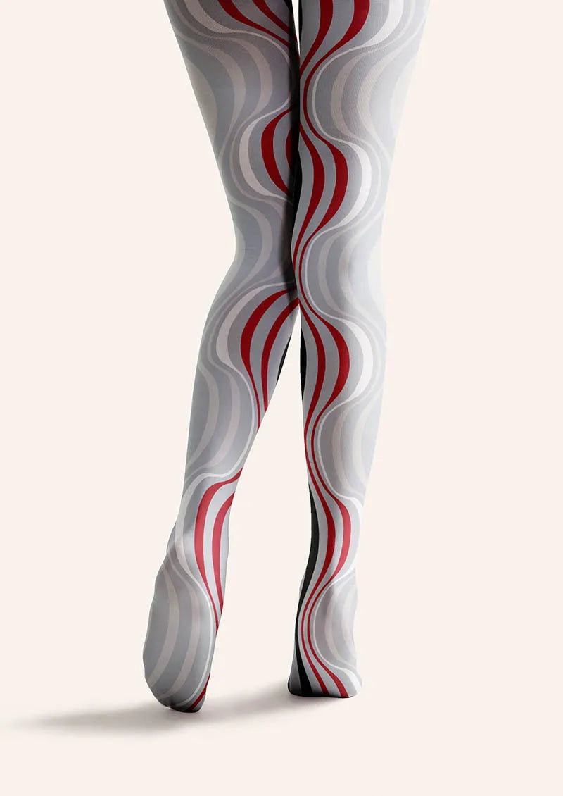 Viken Plan Geometric Art Wave Lines Tights Hosiery Pantyhose