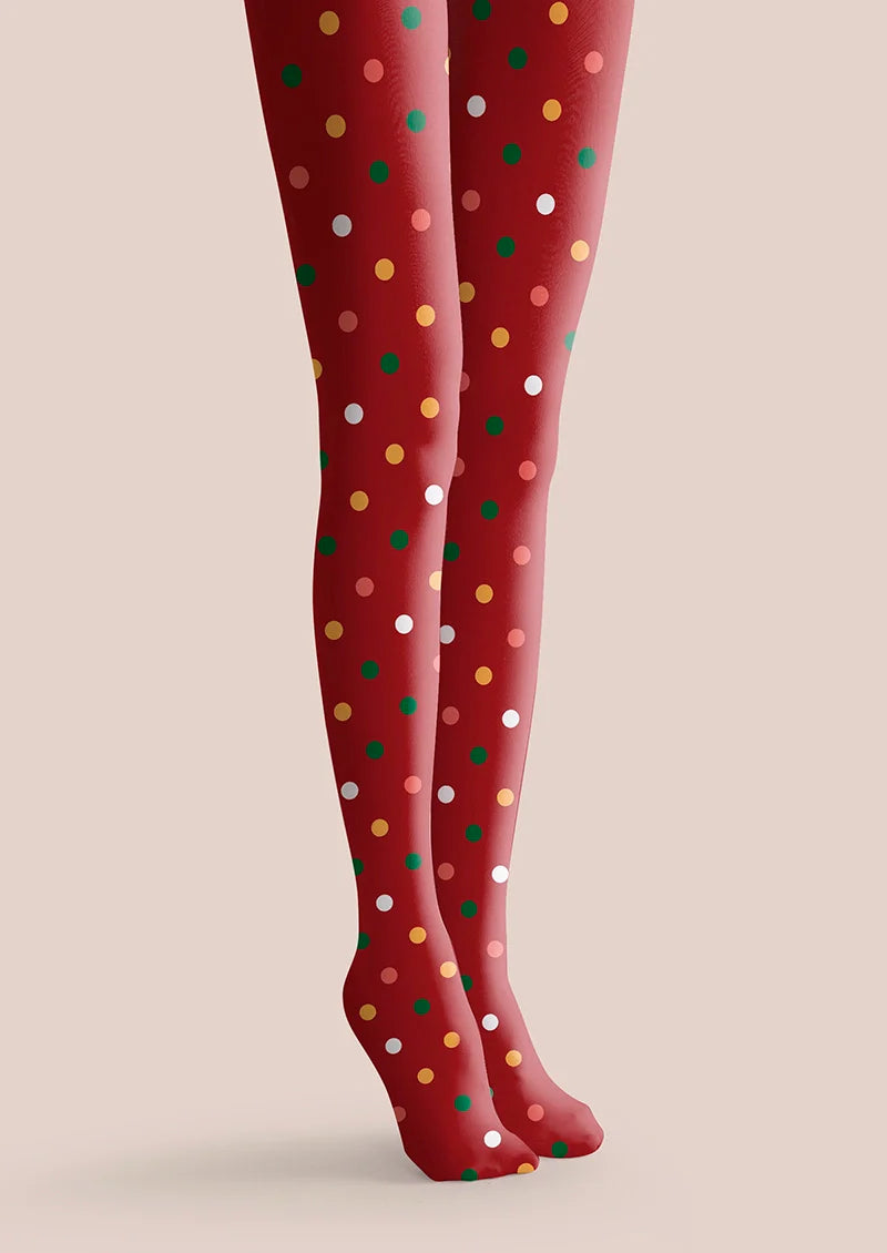 Viken Plan Christmas Red polka dots Tights Hosiery Pantyhose