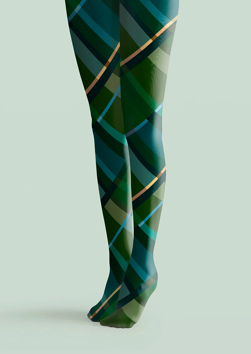 Viken Plan Blue diagonal stripes Tights Hosiery Pantyhose