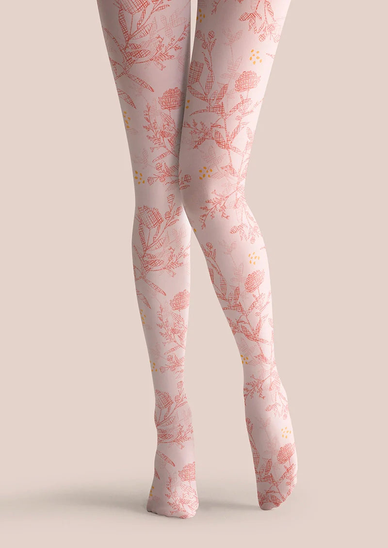 Viken Plan Pink Flowers Tights Hosiery Pantyhose