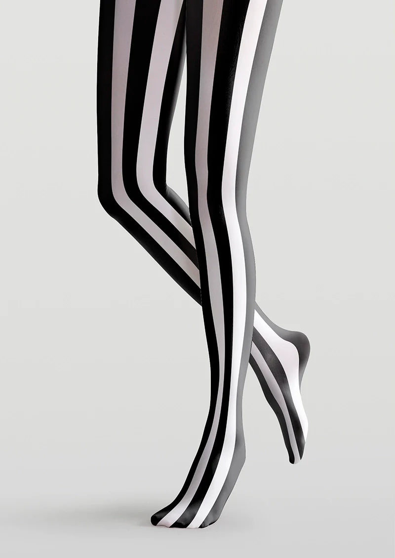 Viken Plan Black-white  stripes Tights Hosiery Pantyhose