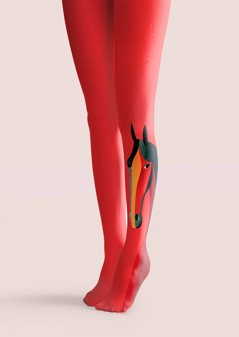 Viken Plan Red Horse Tights Hosiery Pantyhose