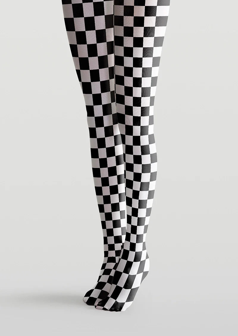 Viken Plan Black-white checkered Tights Hosiery Pantyhose