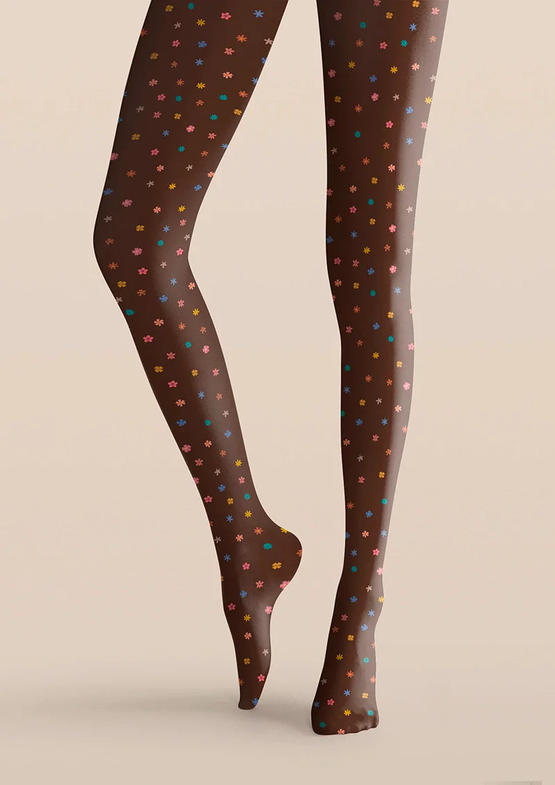 Viken Plan Brownish Dainty florals Tights Hosiery Pantyhose