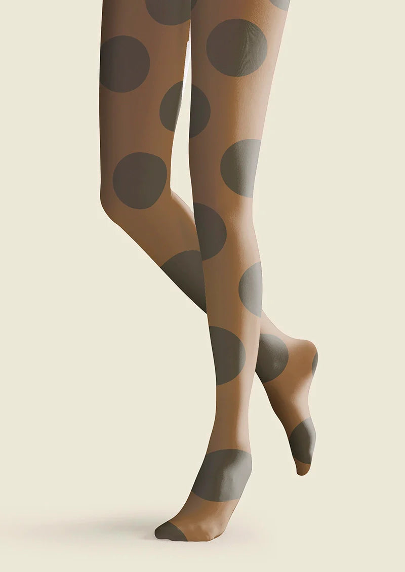 Viken Plan Brown-Olive green Morandi  polka dots Memory Tights Hosiery Pantyhose