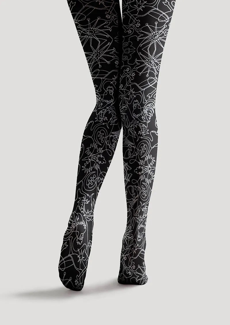 Viken Plan Floral pattern Line Echo Tights Hosiery Pantyhose