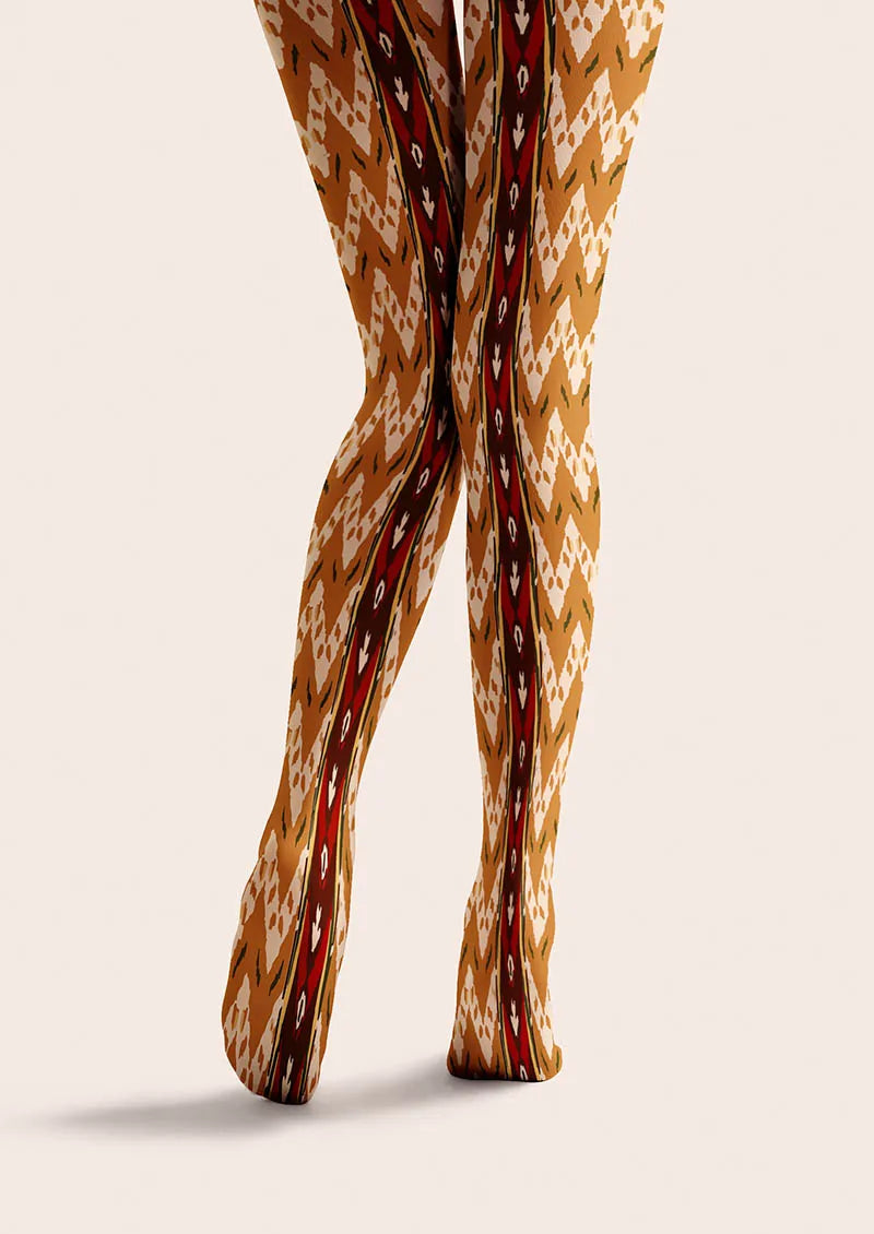 Viken Plan Caramel Lines Tights Hosiery Pantyhose
