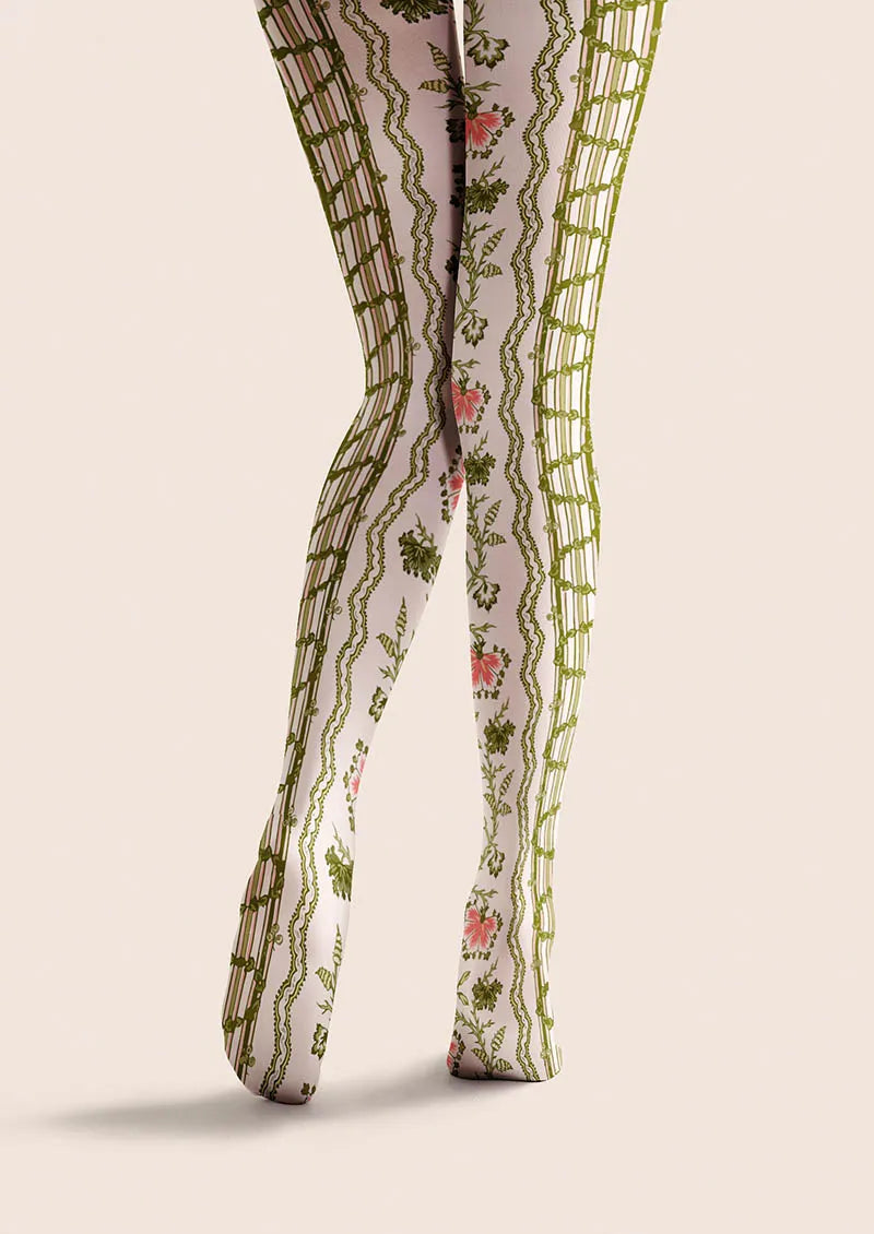 Viken Plan Floral pattern Vine Lines Tights Hosiery Pantyhose