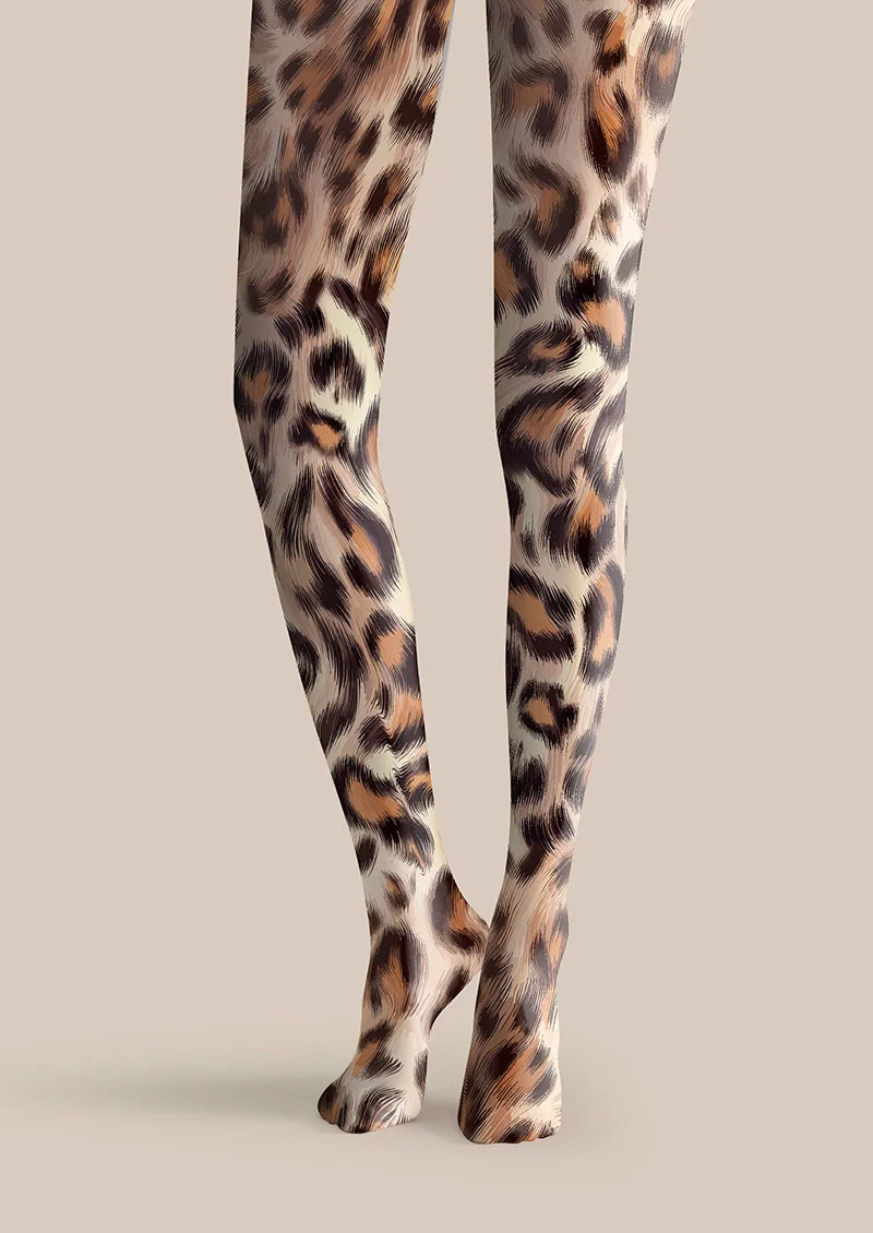 Viken Plan Blazing Leopard Print Tights Hosiery Pantyhose