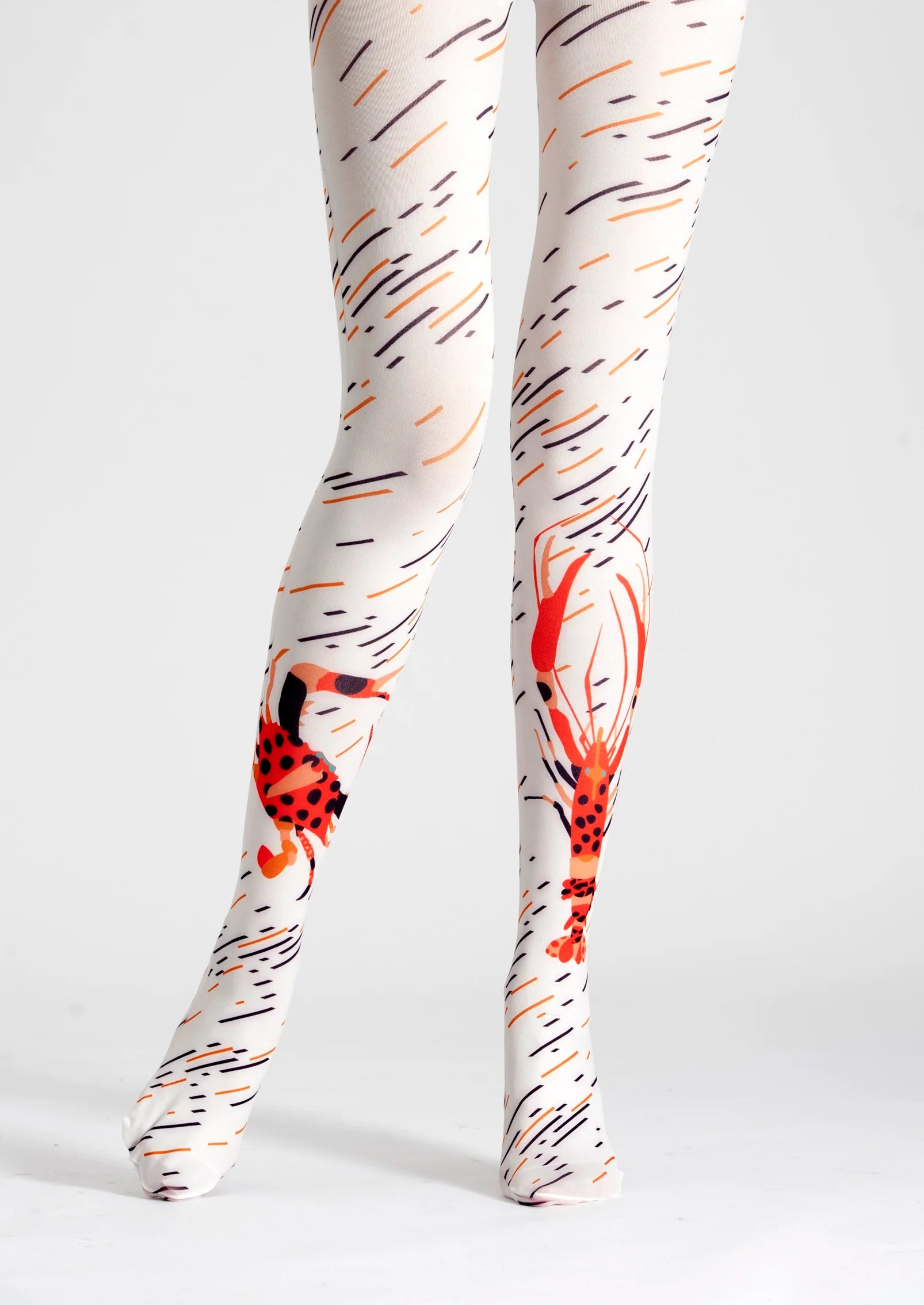 Viken Plan Fun art Print Tights Quirky Pantyhose/Tights [Crabs and prawns]