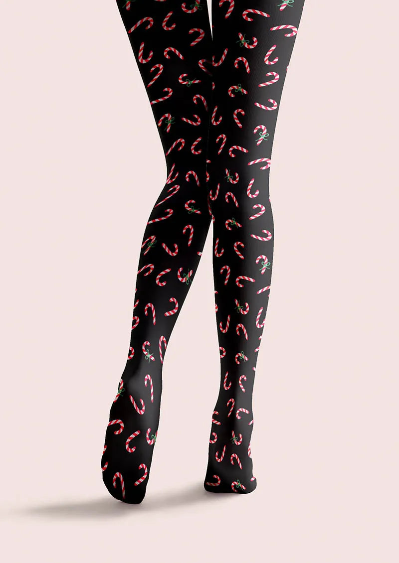 Viken Plan Candy Cane Pattern Tights Hosiery Pantyhose