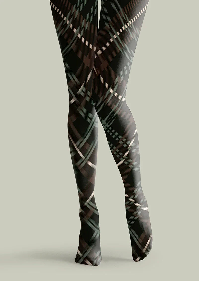 Viken Plan Black-gray Check Tights Hosiery Pantyhose