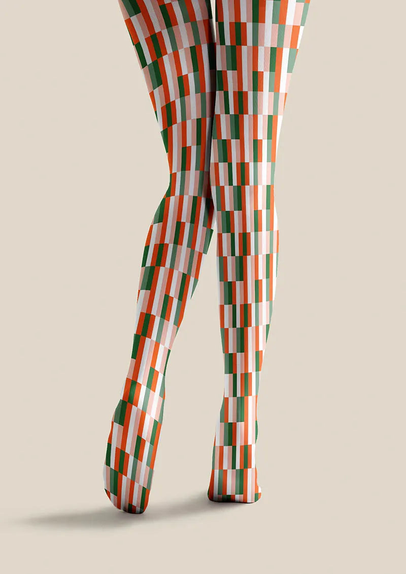 Viken Plan Christmas Fun Art Neon Stripes Tights Hosiery Pantyhose