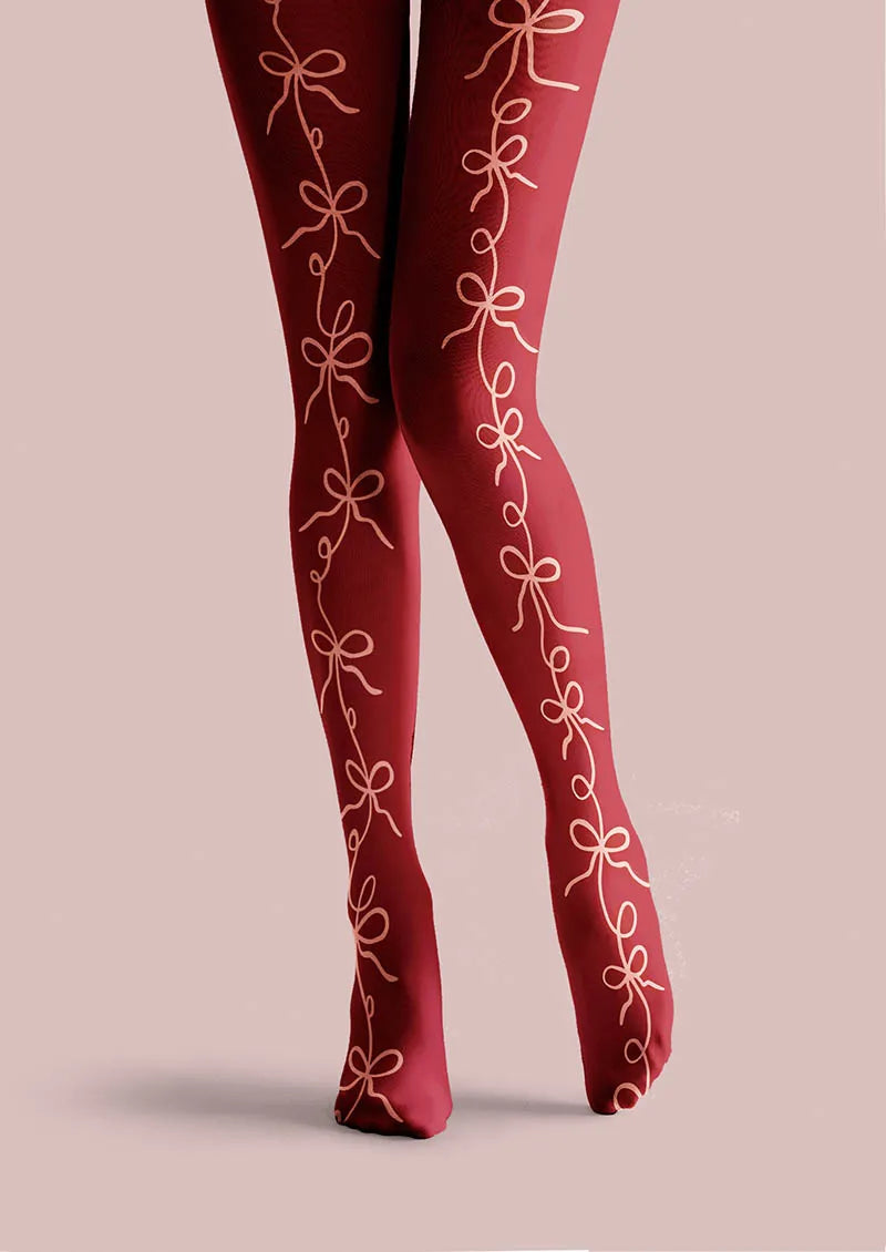 Viken Plan Christmas Fun Art Ribbon Wish Tights Hosiery Pantyhose
