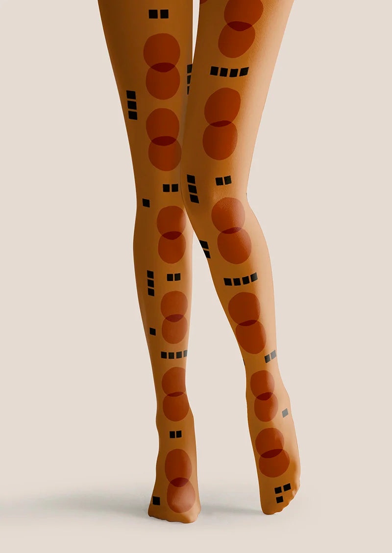 Viken Plan Caramel Totem Tights Hosiery Pantyhose