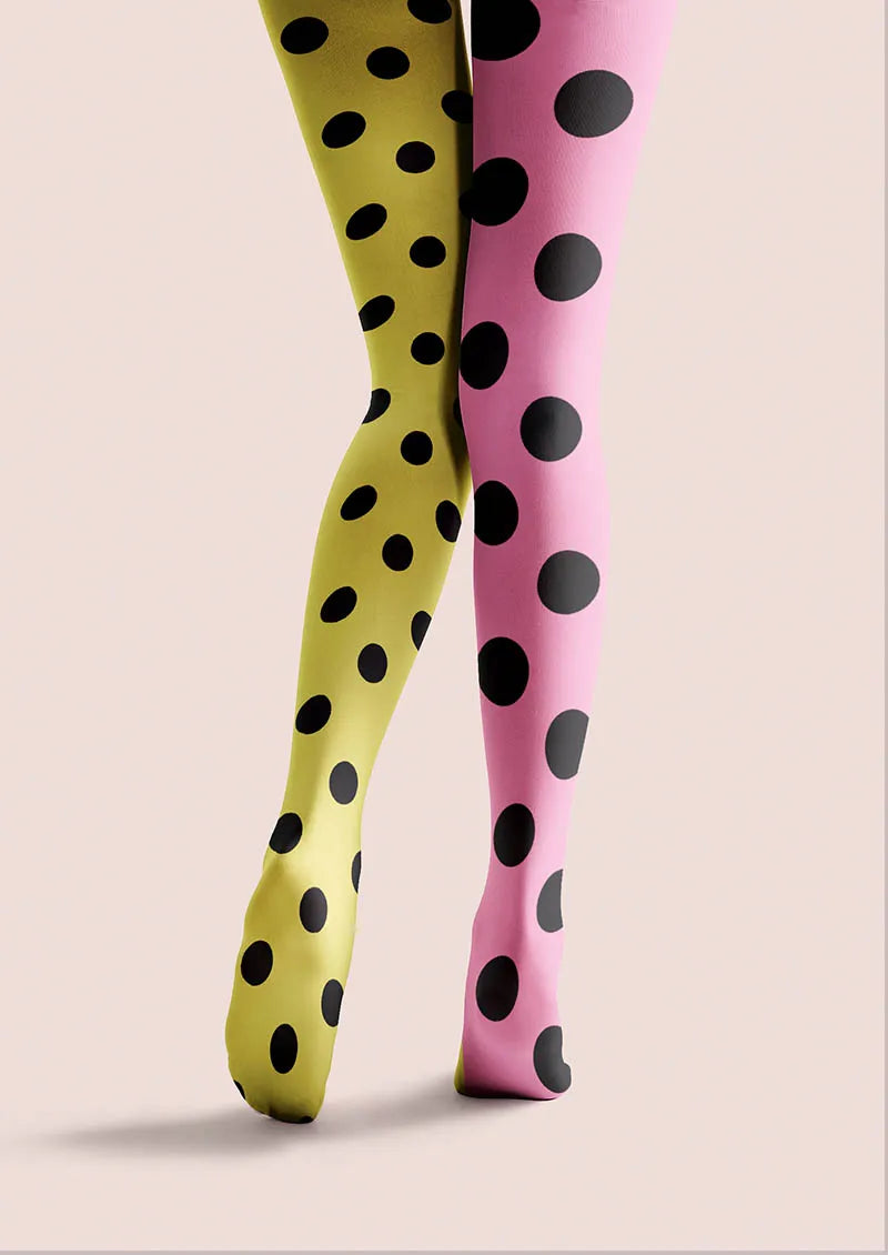 Viken Plan Pink-Yellow Dots Tights Hosiery Pantyhose