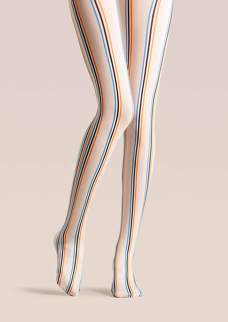 Viken Plan Beige Striped College Tights Hosiery Pantyhose