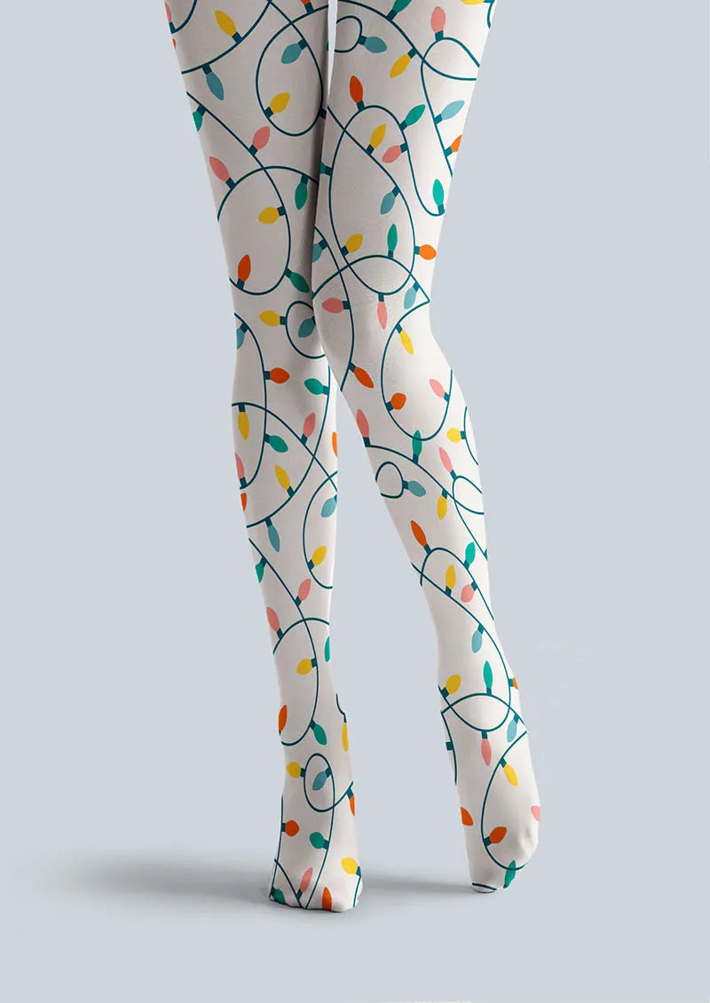 Viken Plan Christmas Fun Art Snowy Night Lanterns Tights Hosiery Pantyhose