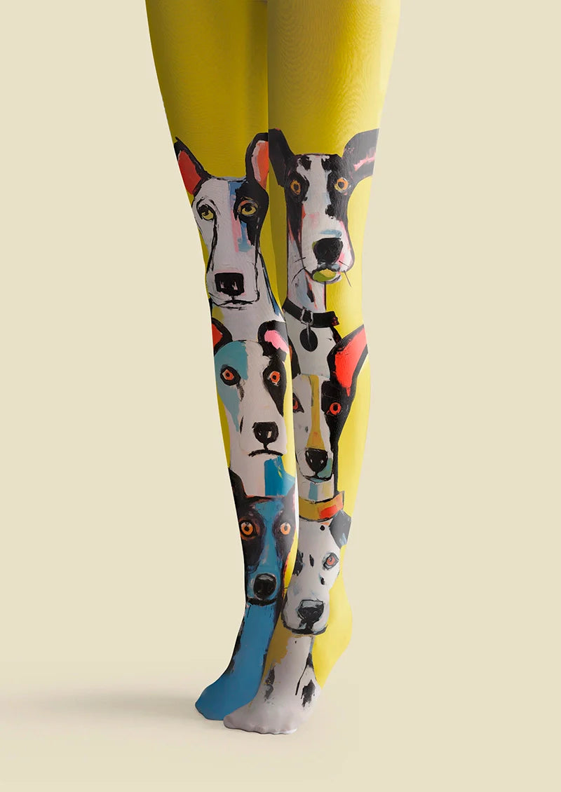 Viken Plan Dog Narrative Patterned Tights Hosiery Pantyhose