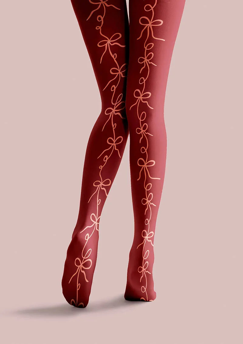 Viken Plan Christmas Fun Art Ribbon Wish Tights Hosiery Pantyhose