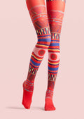 Viken Plan Ethnic Art Print Boho Pantyhose/Tights [Archaic totem]