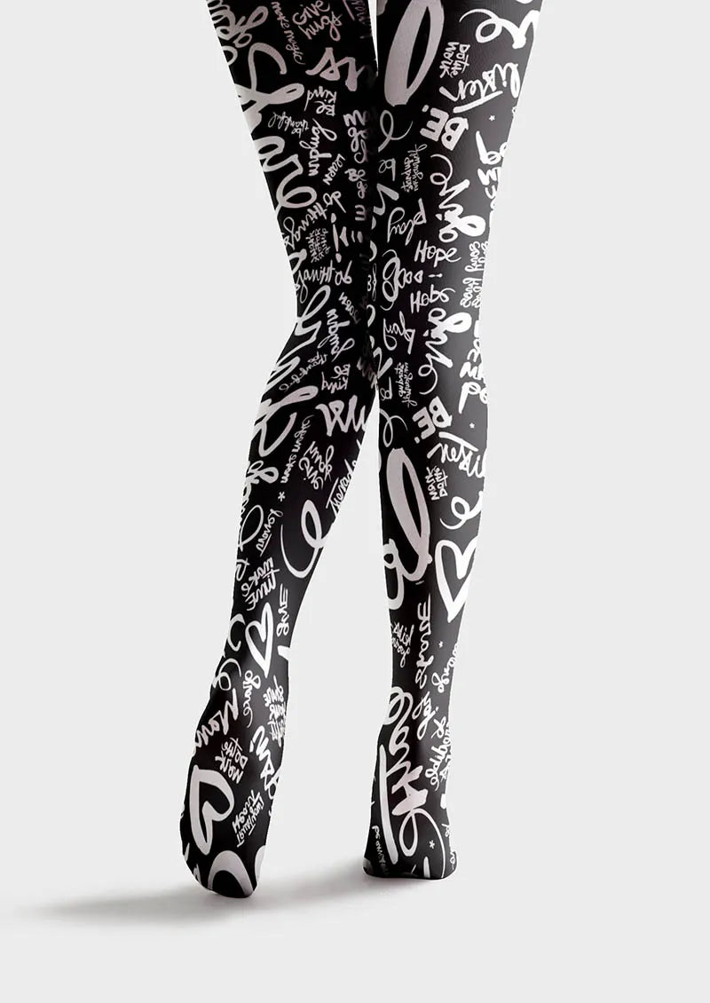 Viken Plan Valentine's Day Mono Heart Tights Hosiery Pantyhose