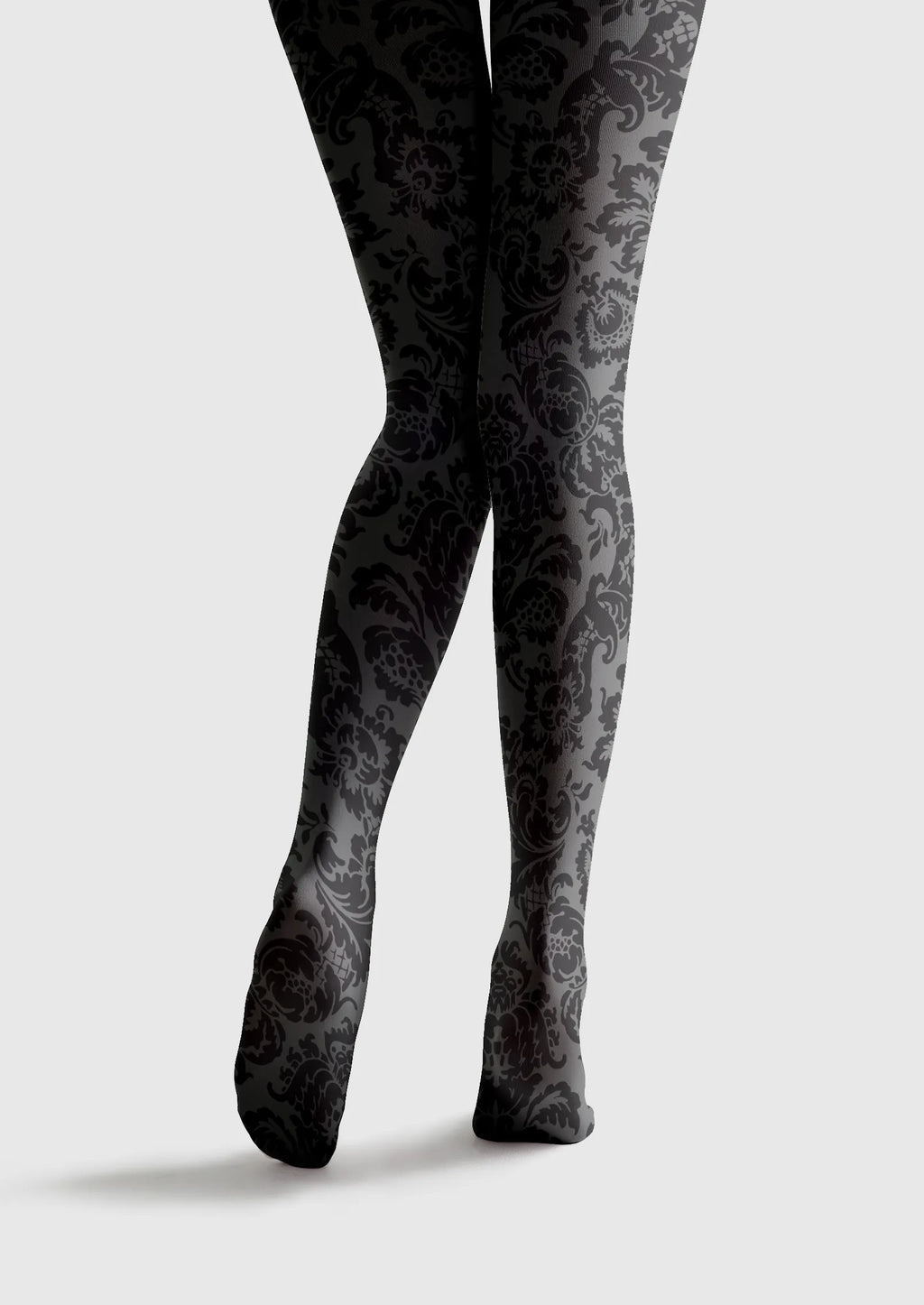 Viken Plan Baroque Bloom Noir Lace Tights Hosiery Pantyhose
